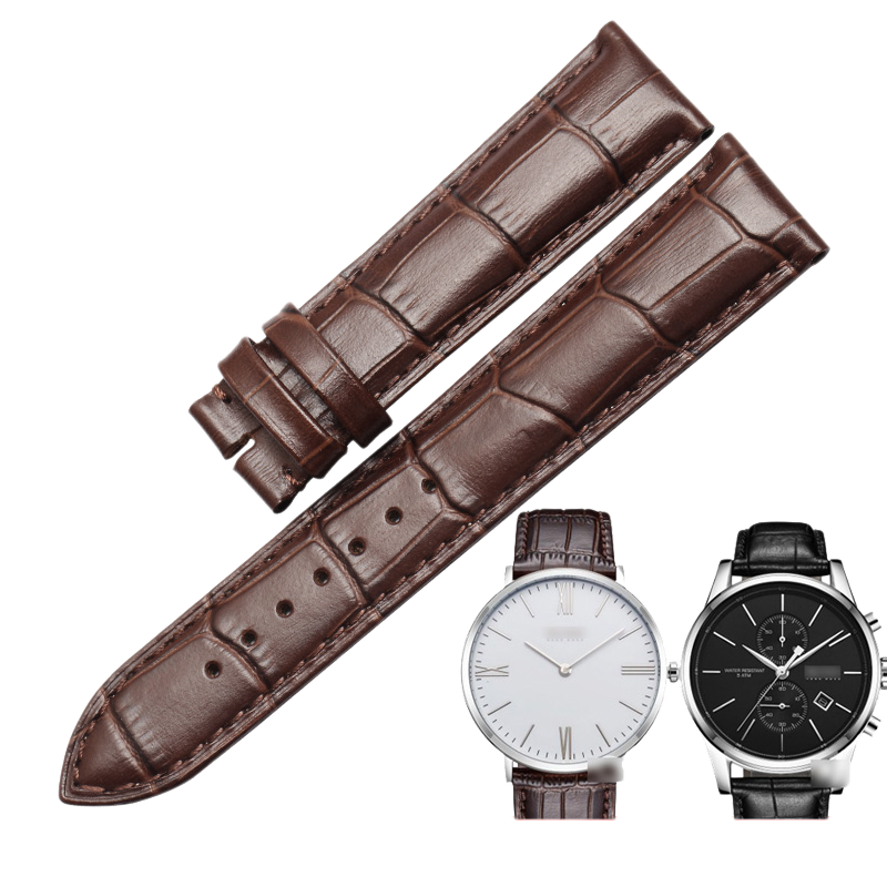 Genuine calfskin watch strap with butterfly clasp, universal for men, fits Tissot, Mido, Longines
