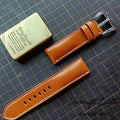 Handmade Custom Italian Chestnut Brown Cowhide Watch Strap - Sweat-Resistant, Soft, Genuine Leather Buckle