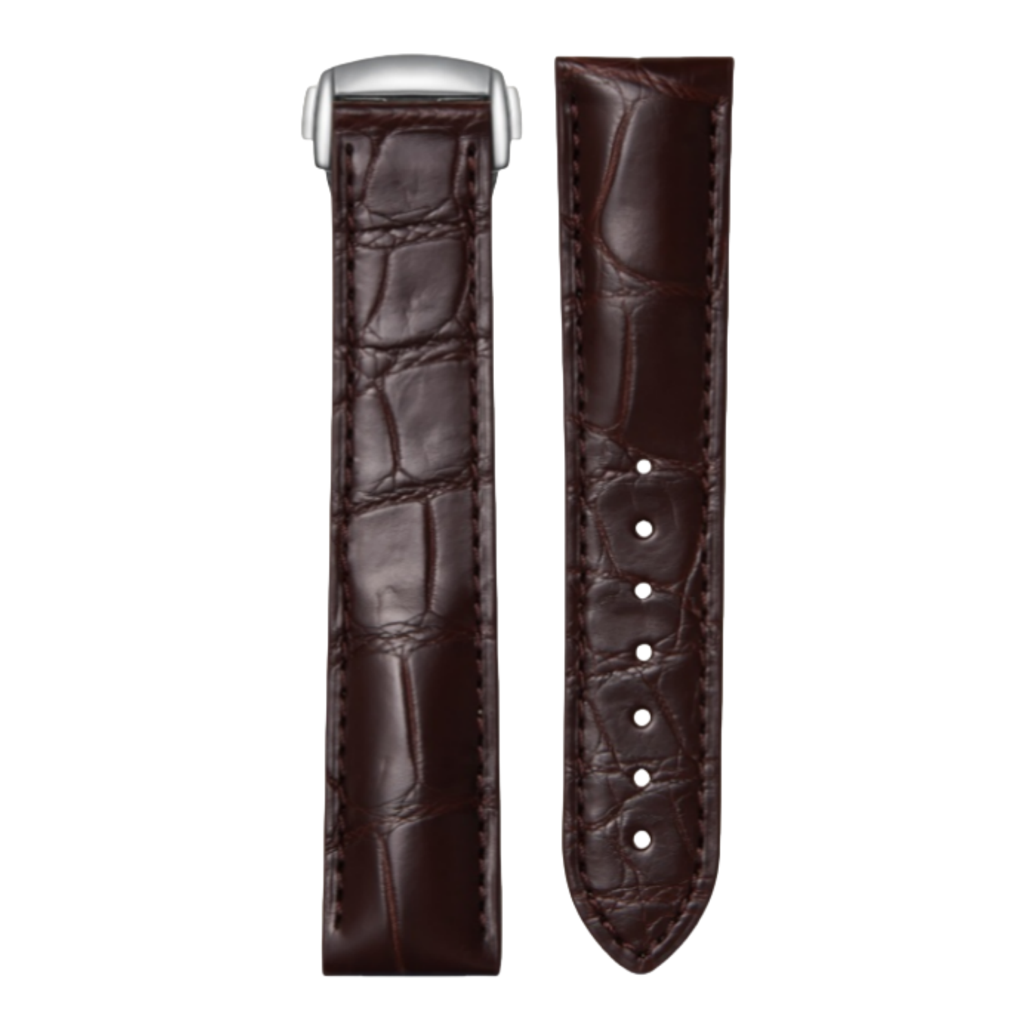 Genuine Alligator Leather Men's Watch Strap for Omega Speedmaster, Seamaster, De Ville Prestige | Silver Folding Clasp