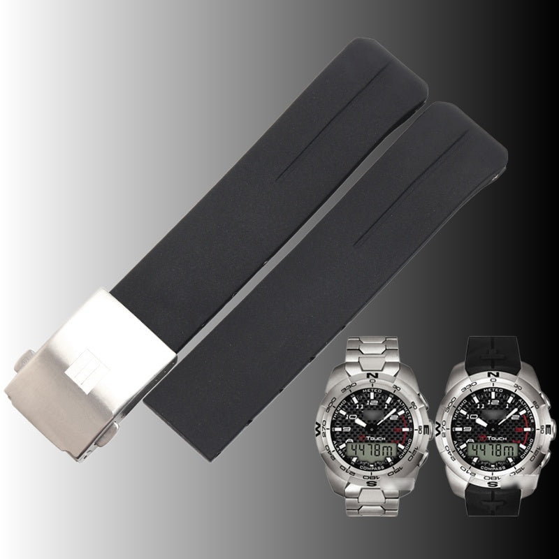 Replacement silicone rubber watch strap, compatible with Tissot T-Touch T013 Z353 T047 T33