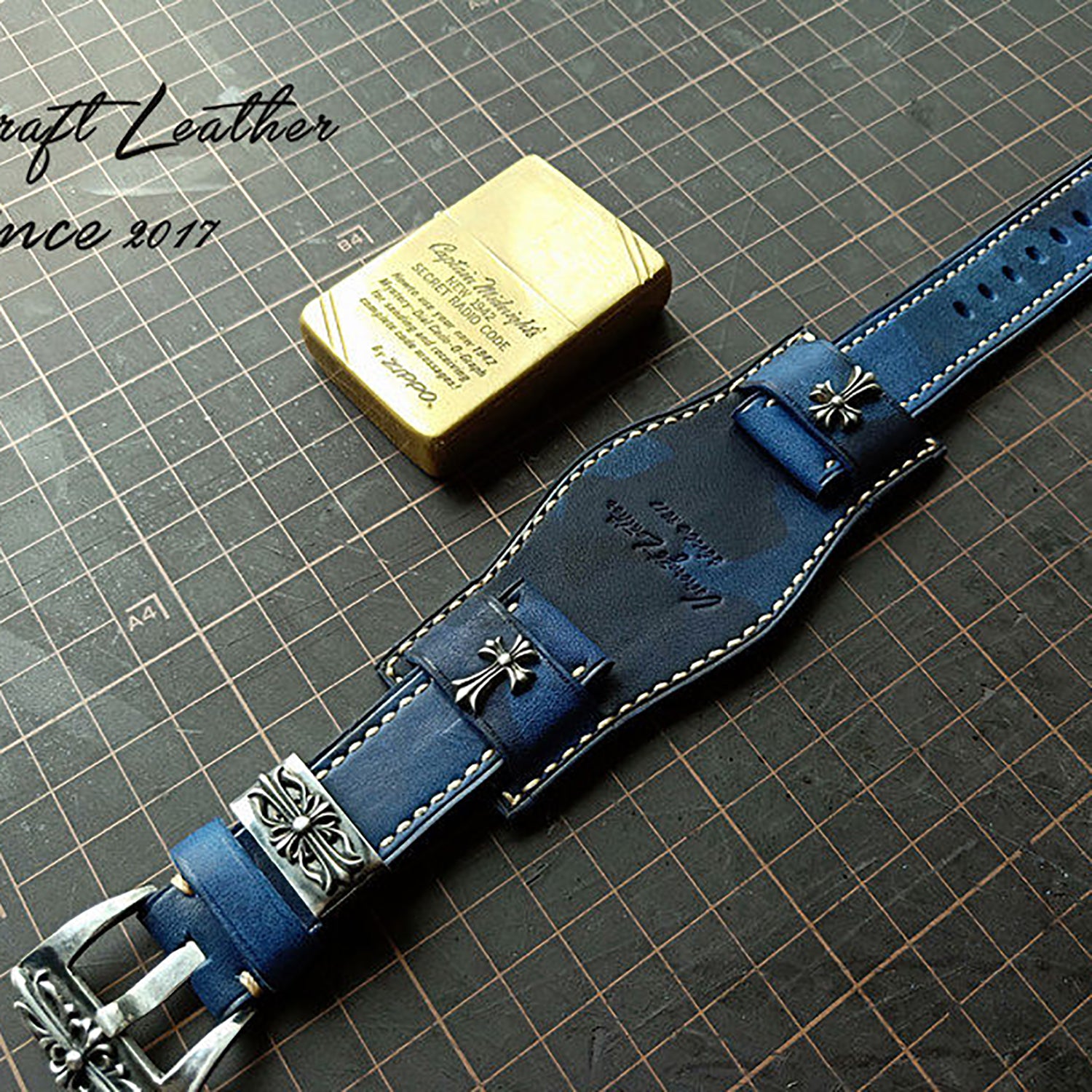 Italian Camouflage Vegetable-Tanned Leather Watch Strap - Hypoallergenic Lining, Soft & Wear-Resistant, Pin Buckle, Customizable