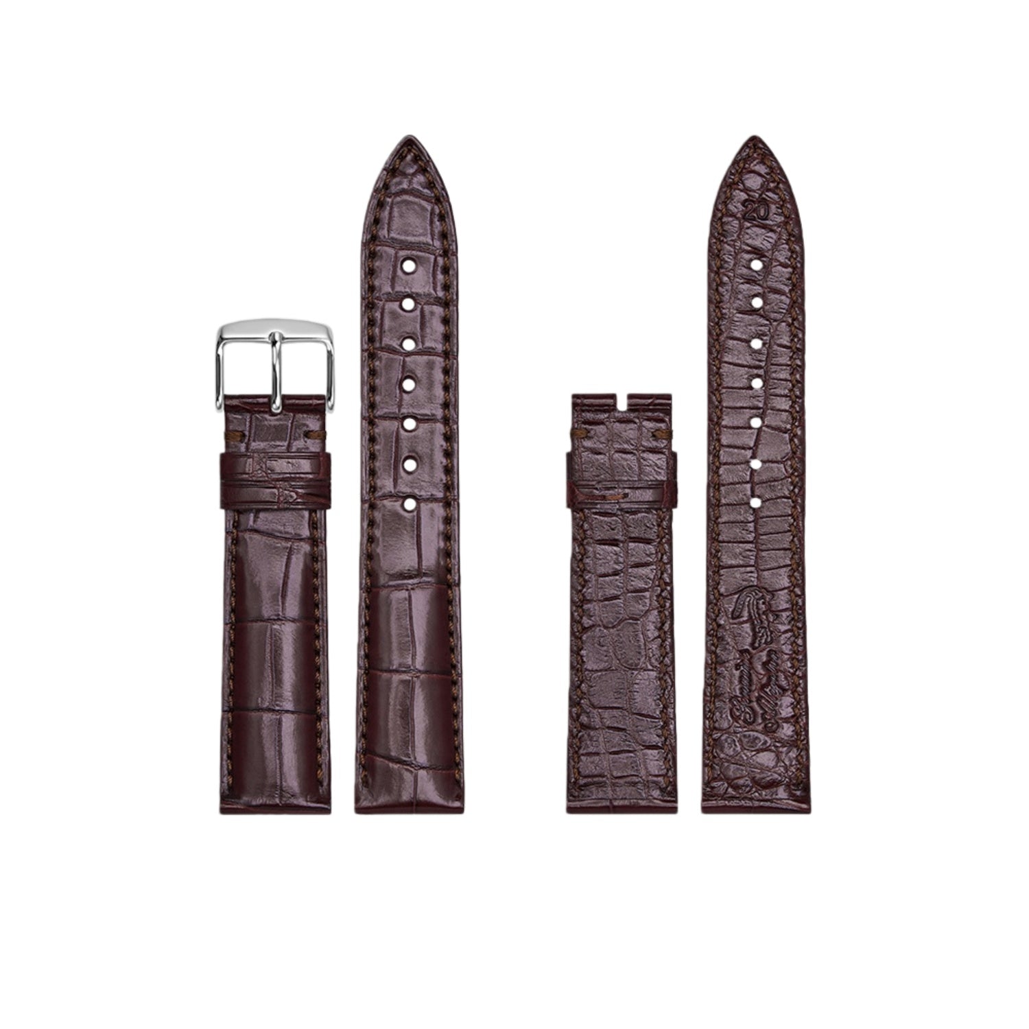 Double Sided Genuine Alligator Leather Watch Band, Unisex Replacement Strap for Vacheron Constantin, Longines, Rolex, Omega, Piaget