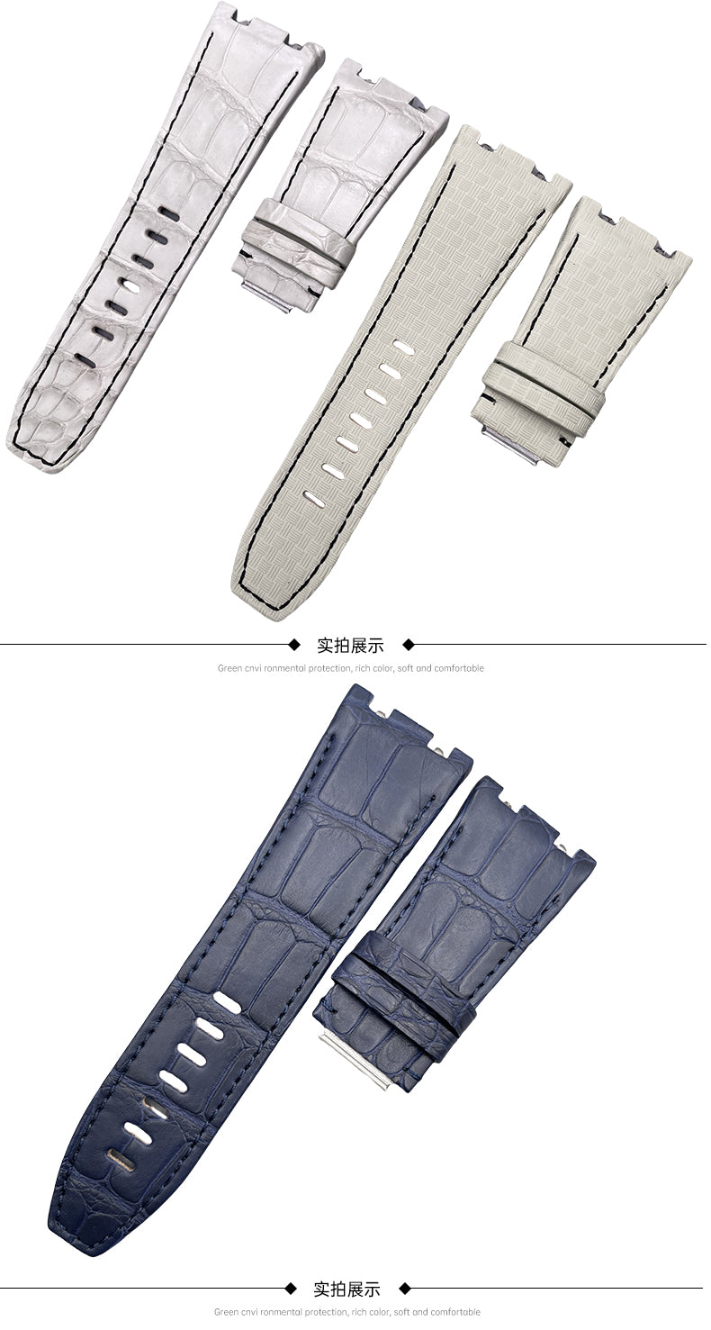 Fluororubber quick-release black watch strap compatible with Audemars Piguet Royal Oak Offshore 15720 & 26420