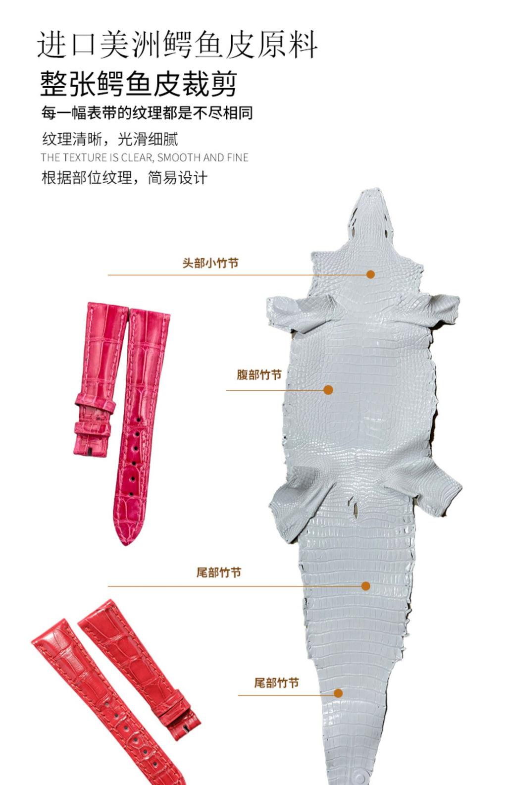 Compatible with Patek Philippe 4947 Complicated Chronograph, 19mm ALLIGATOR leather quick-release watch strap for women, genuine American ALLIGATOR, original style with notched end.