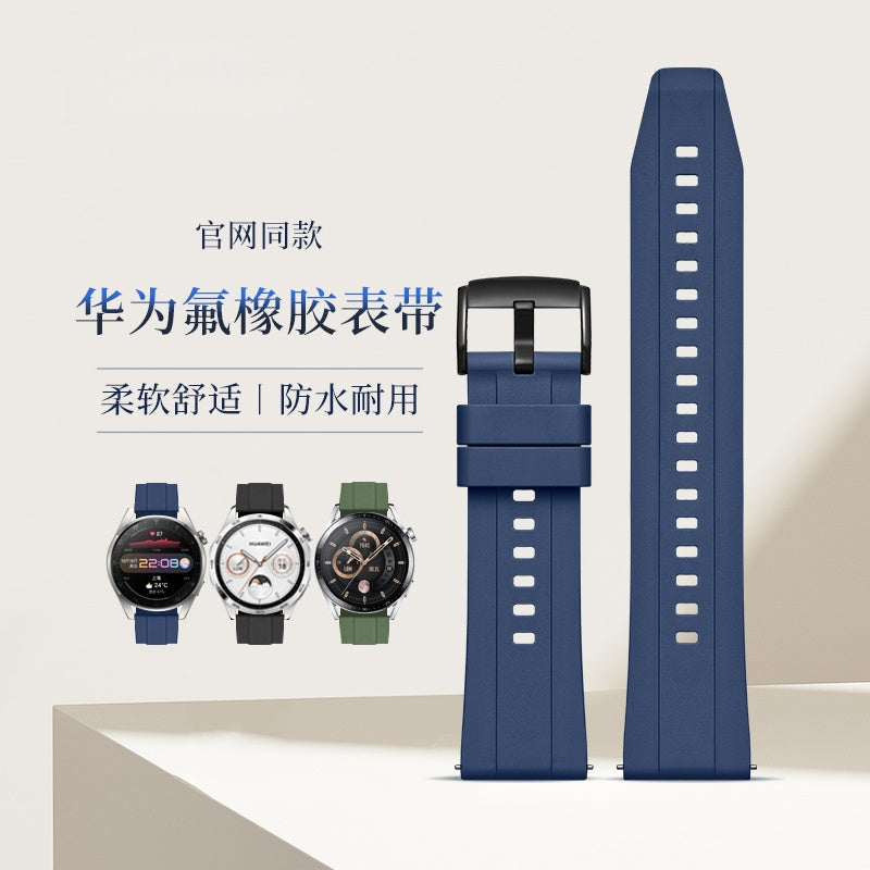 Fluorine Rubber Watch Strap for Huawei Watch GT4 / GT5 / GT6 / Buds, EasyFit, 22mm, For Men and Women.