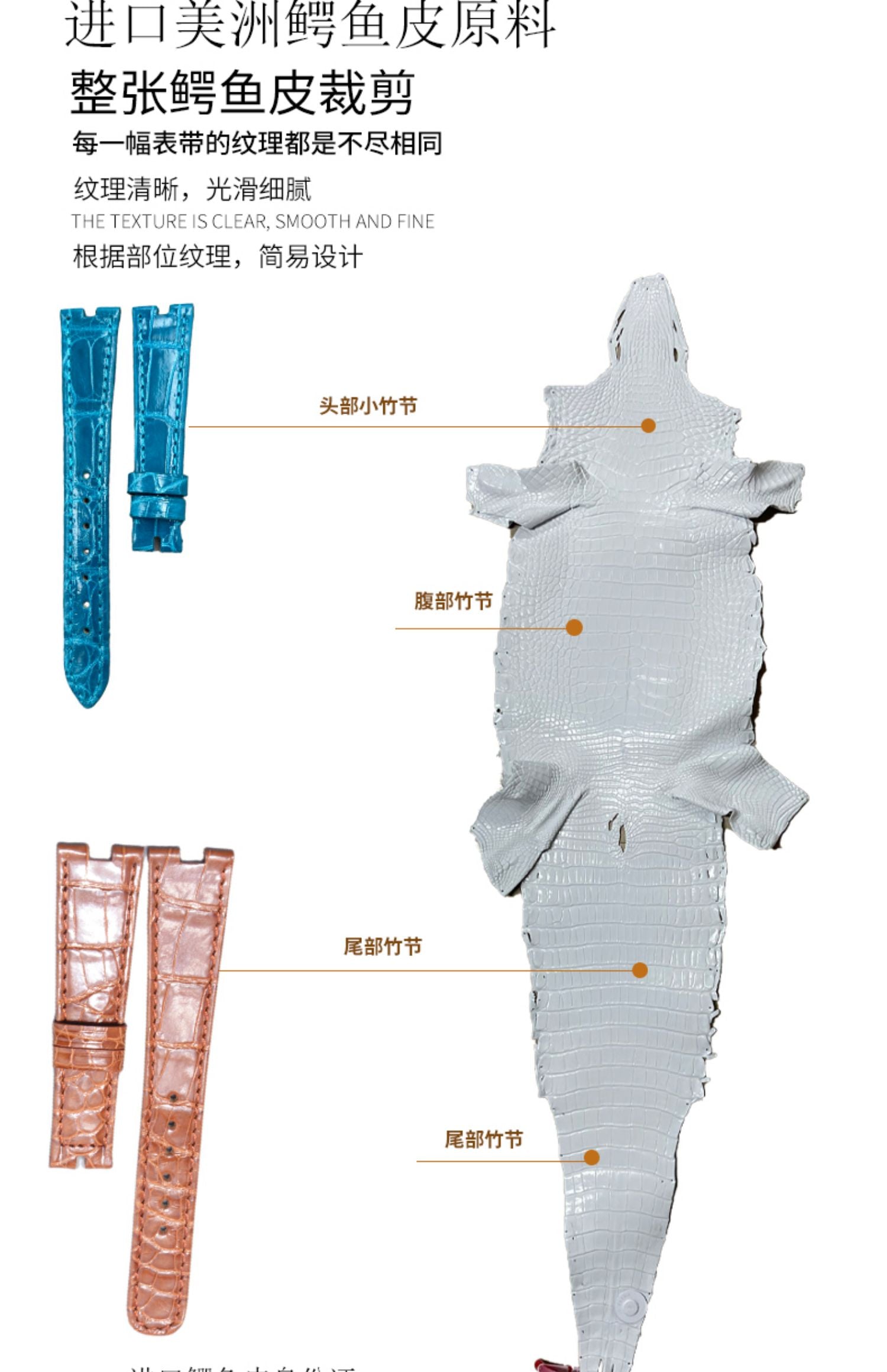 Compatible with Patek Philippe 3738 & 5738 series, ALLIGATOR leather watch strap for men and women, genuine original style with notched end.