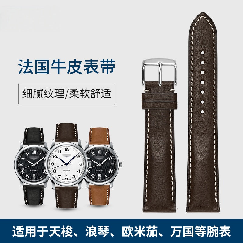 Nappa genuine cowhide leather watch strap for men and women, fits Omega, IWC, Mido, Tissot, Longines