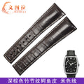 Alligator watch strap, replacement for Armand Nicolet Contemporary Casual, genuine cowhide leather strap for men, with folding clasp