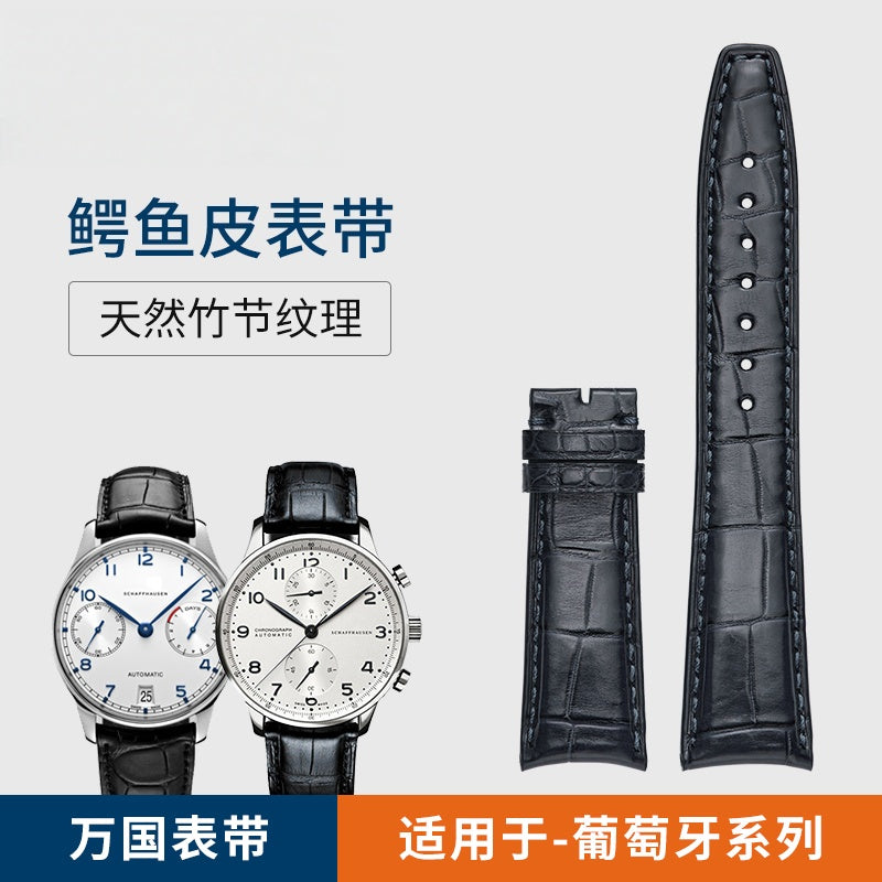 Alligator Leather Watch Strap for IWC, fits Portofino, Pilot, Portuguese 7, Portuguese Chronograph, Genuine Leather for Men