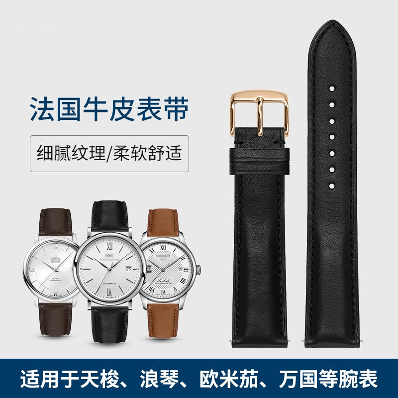 Nappa genuine cowhide leather watch strap for men and women, fits Omega, IWC, Mido, Tissot, Longines