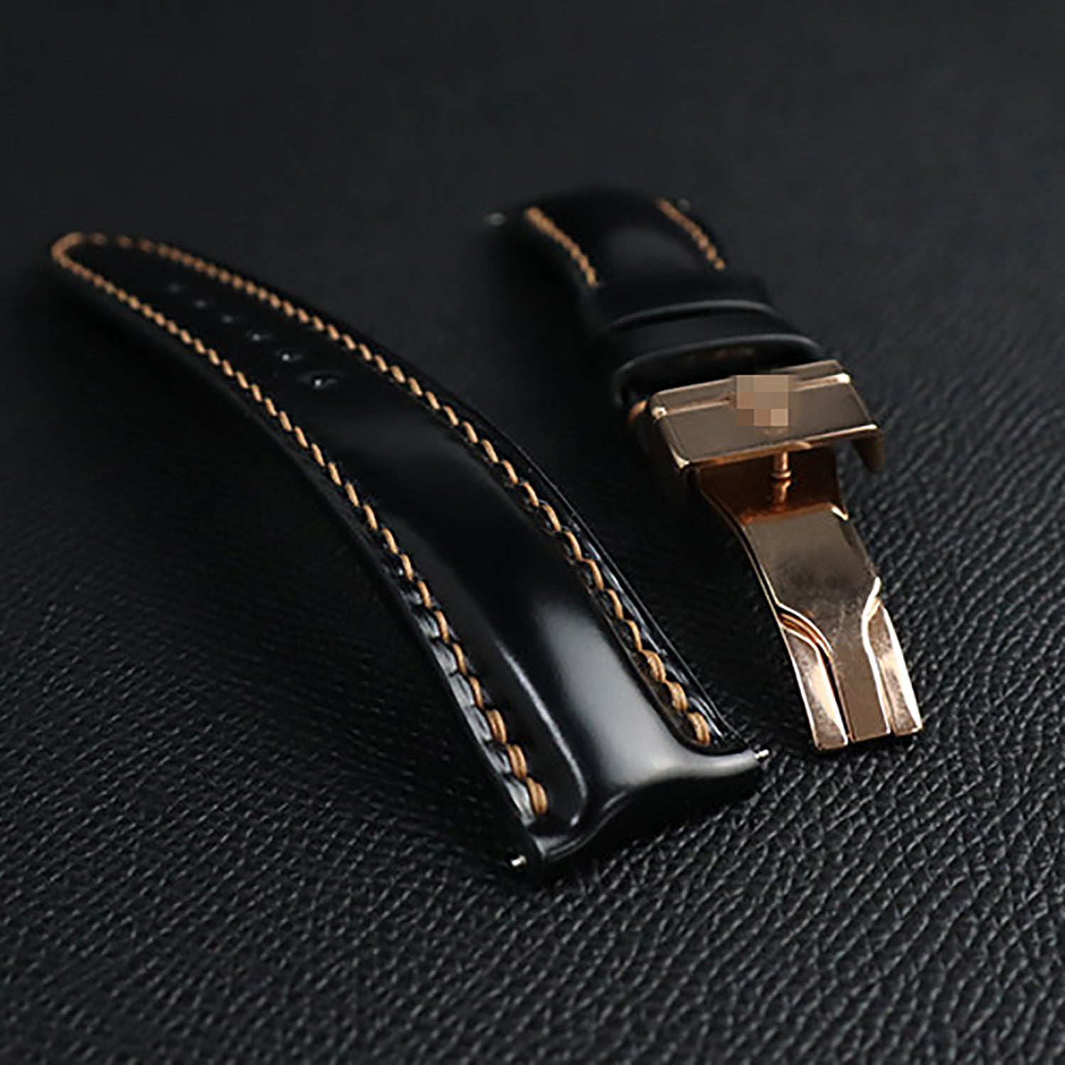 Horween Chromexcel Leather Watch Strap - Compatible with Rolex Yacht-Master, Submariner (Black/Green), Explorer, and Rainbow Daytona