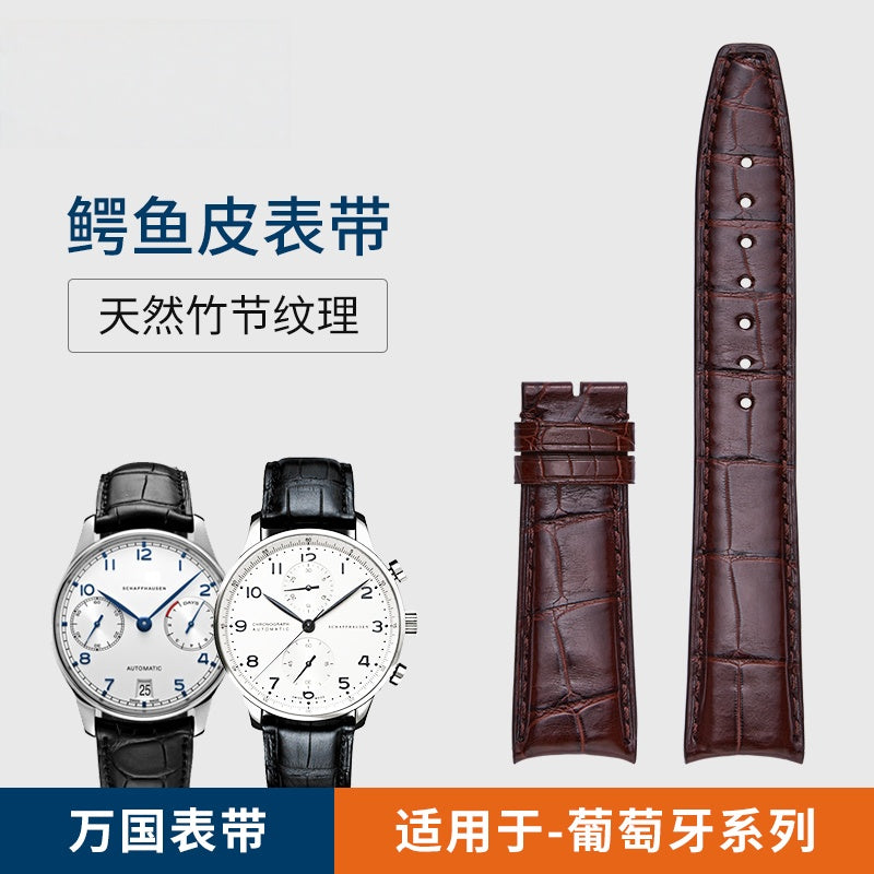 Alligator Leather Watch Strap for IWC, fits Portofino, Pilot, Portuguese 7, Portuguese Chronograph, Genuine Leather for Men