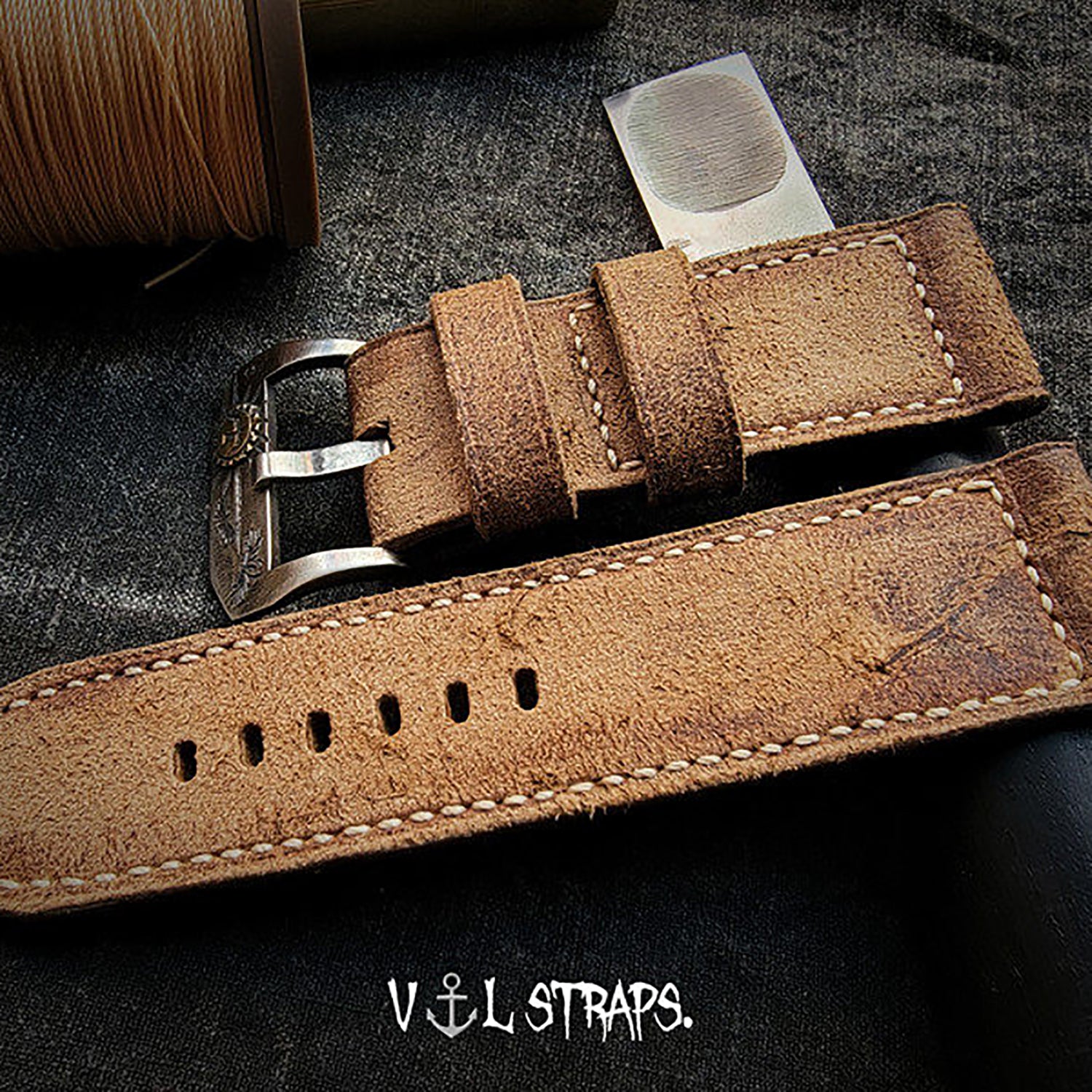 Handmade Watch Strap Customization - British Oil-Waxed Full-Grain Leather, Desert Tan-Green Vintage Pilot Pin-Buckle Strap