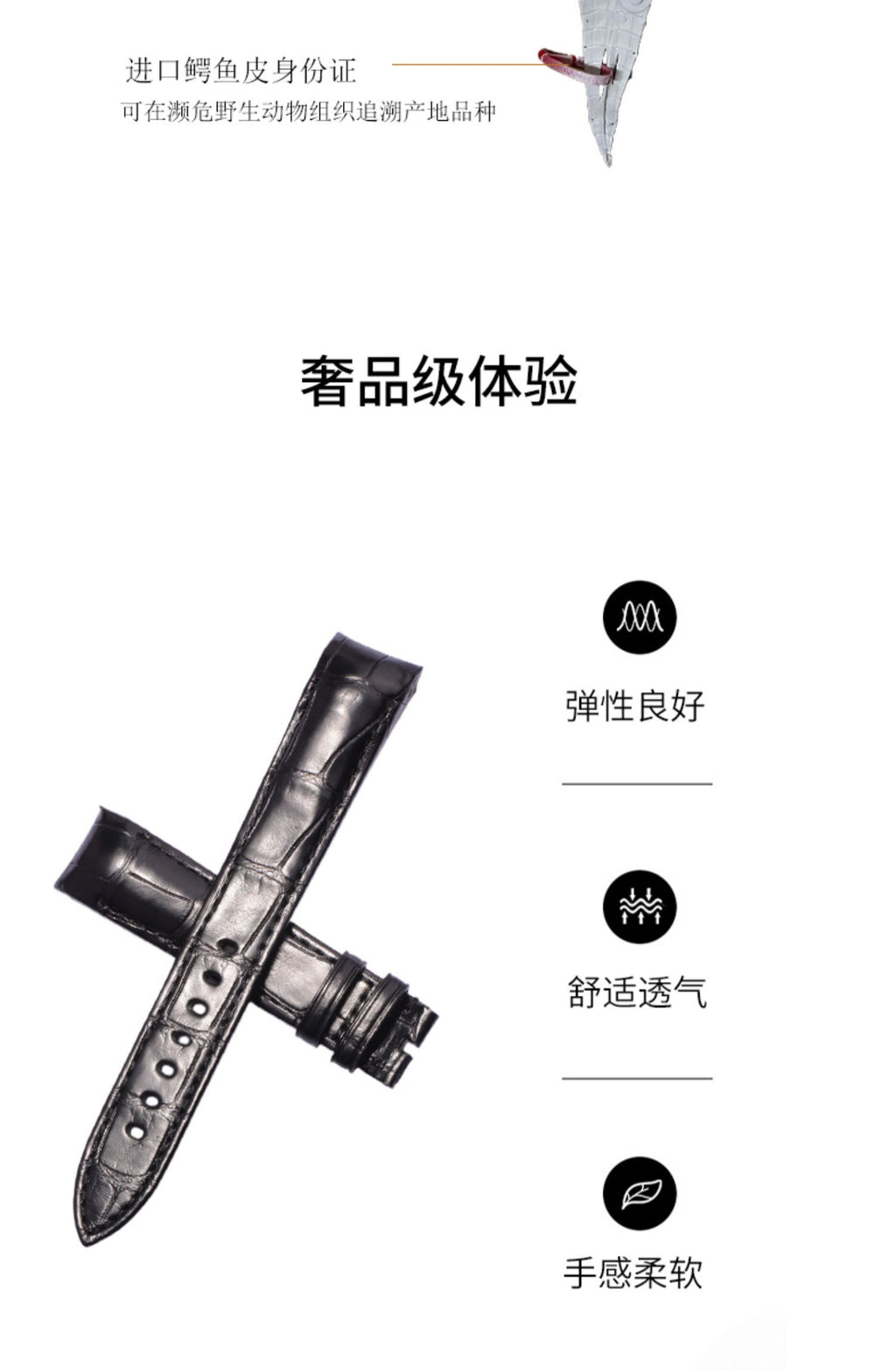 Compatible with Breguet Marine 5817ST series, imported American ALLIGATOR leather curved-end watch strap for men and women