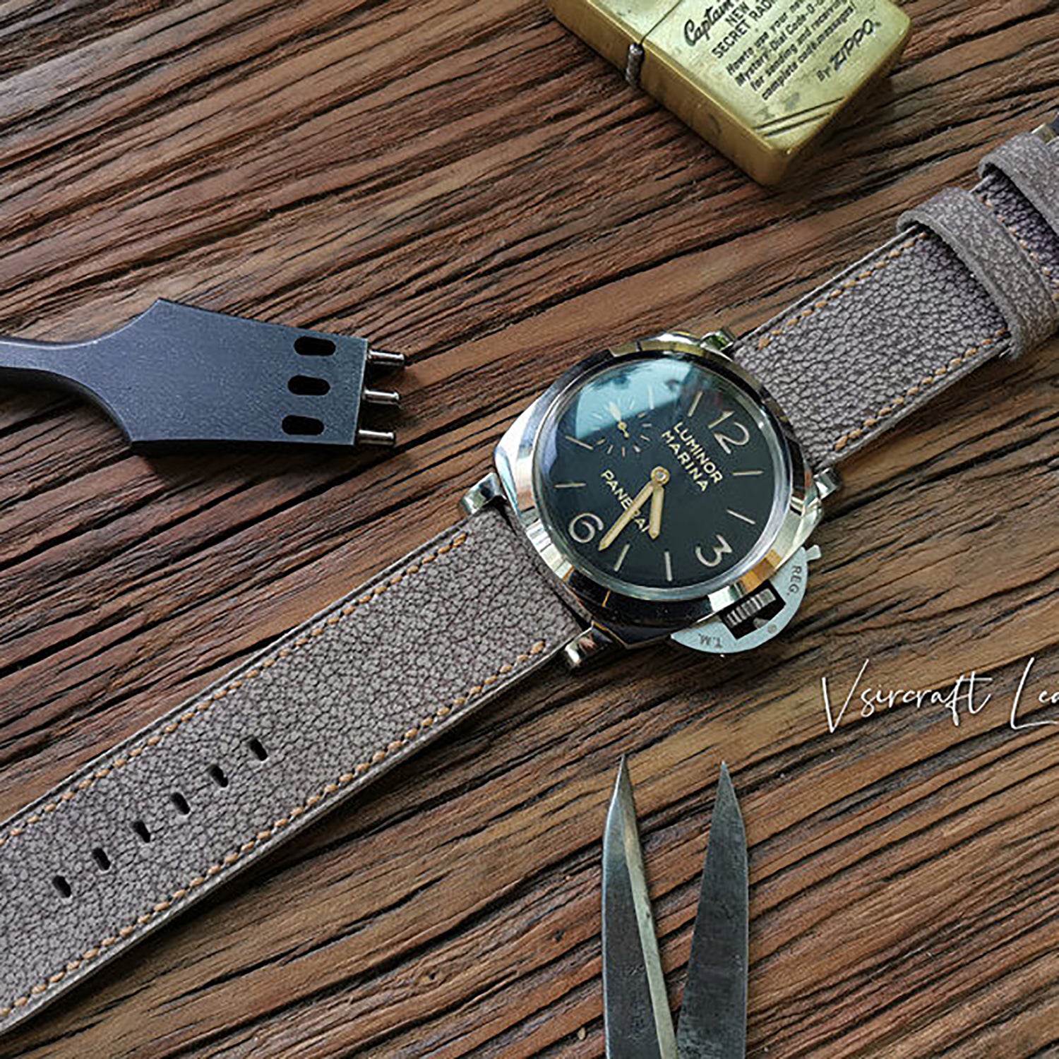 Handmade Vintage Wild Cowhide Leather Watch Strap - Retro Grain, American Rugged Style, Matte Finish, Distressed Look, Soft & Comfortable, Brown Pin Buckle