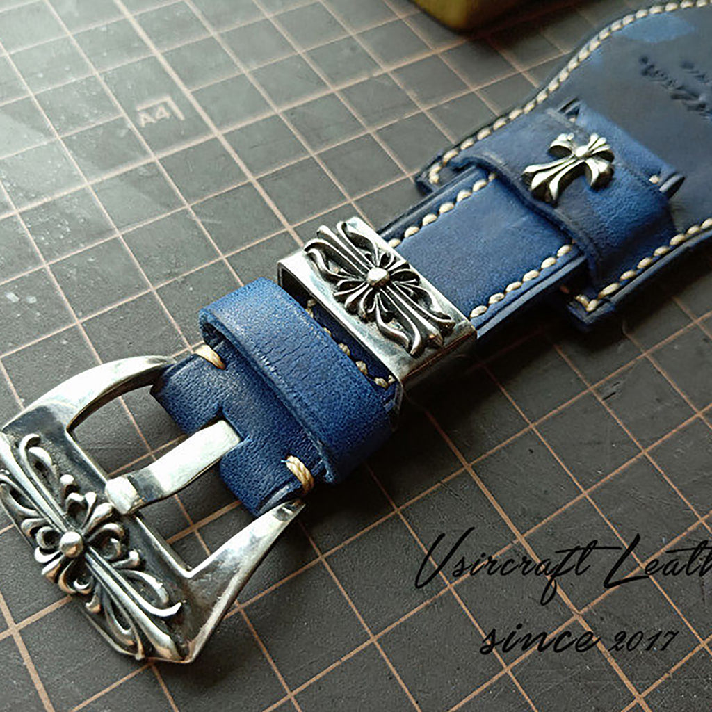 Italian Camouflage Vegetable-Tanned Leather Watch Strap - Hypoallergenic Lining, Soft & Wear-Resistant, Pin Buckle, Customizable