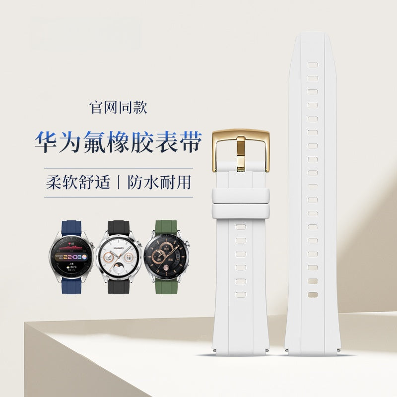 Fluorine Rubber Watch Strap for Huawei Watch GT4 / GT5 / GT6 / Buds, EasyFit, 22mm, For Men and Women.