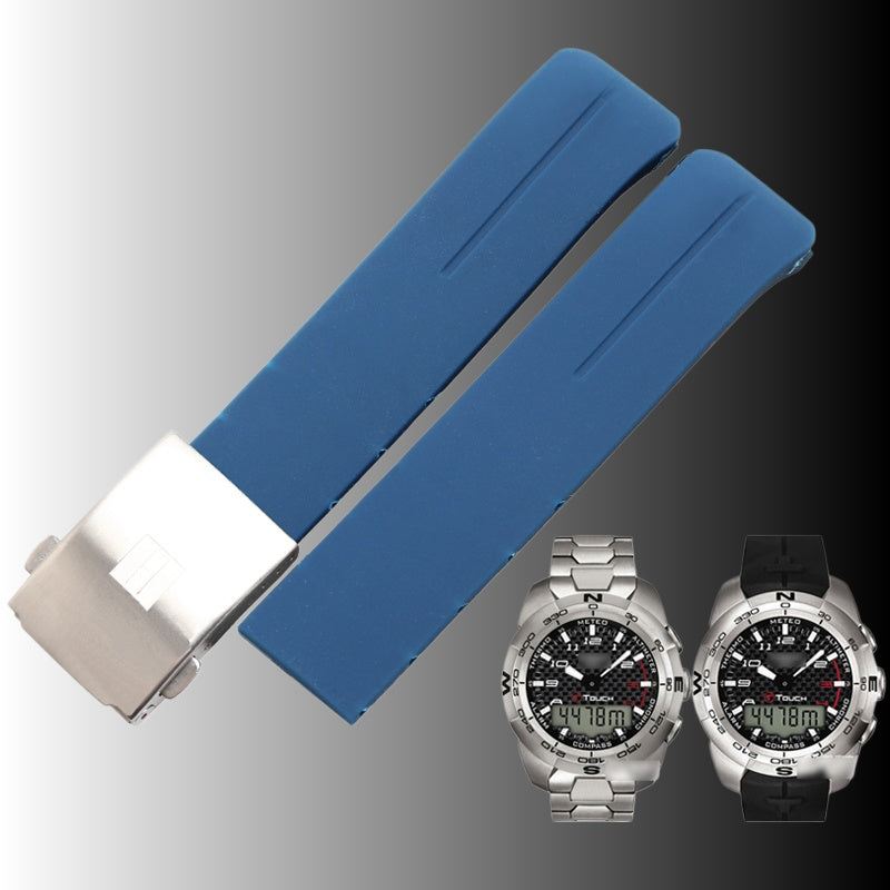 Replacement silicone rubber watch strap, compatible with Tissot T-Touch T013 Z353 T047 T33