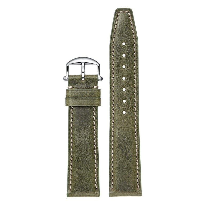 Genuine leather watch strap for IWC and Omega, men's vintage style, 20mm crazy horse leather, also fits Tissot and Longines