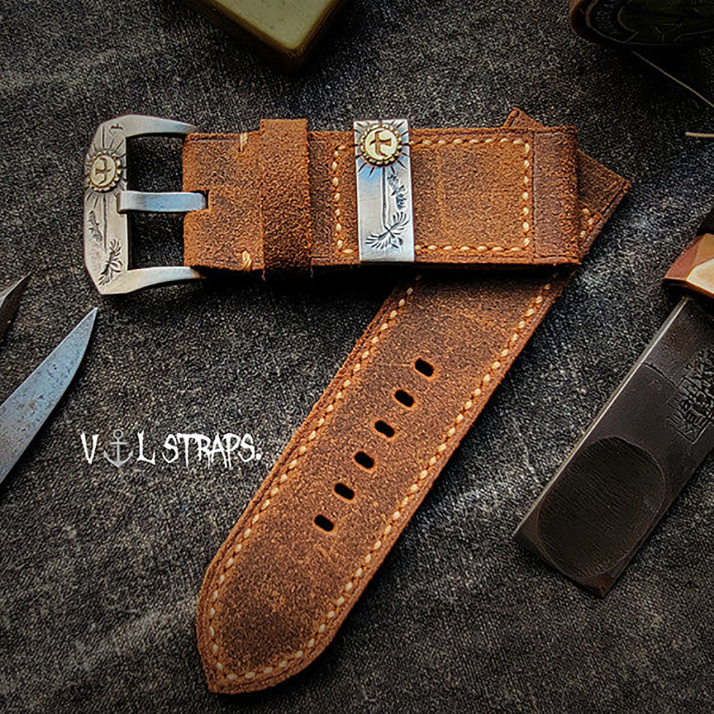Handmade Watch Strap Customization - British Vintage Cowhide, Oil-Waxed Thickened, American-Style Reverse Suede Pin-Buckle