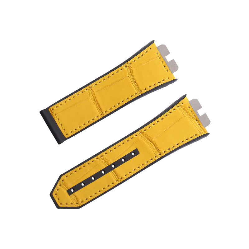 Fits Hublot Fusion 411, 414 ALLIGATOR strap with rubber insert