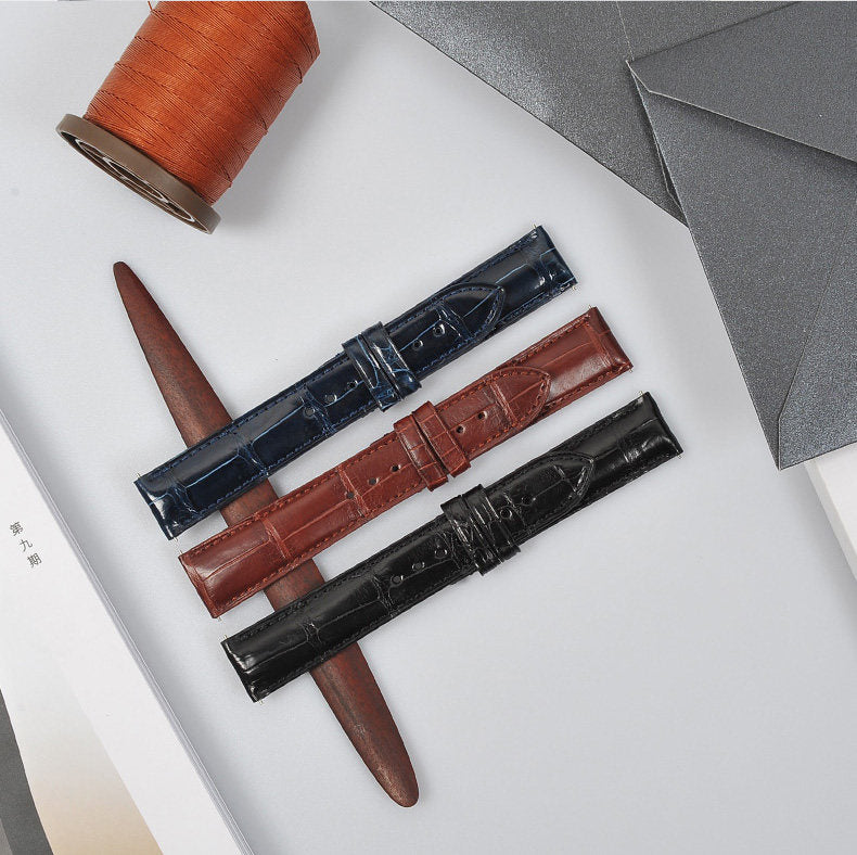 Double-Sided New Nile Crocodile Leather Watch Strap for Men, Compatible with Jaeger-LeCoultre, Omega and Mido Mechanical Watches