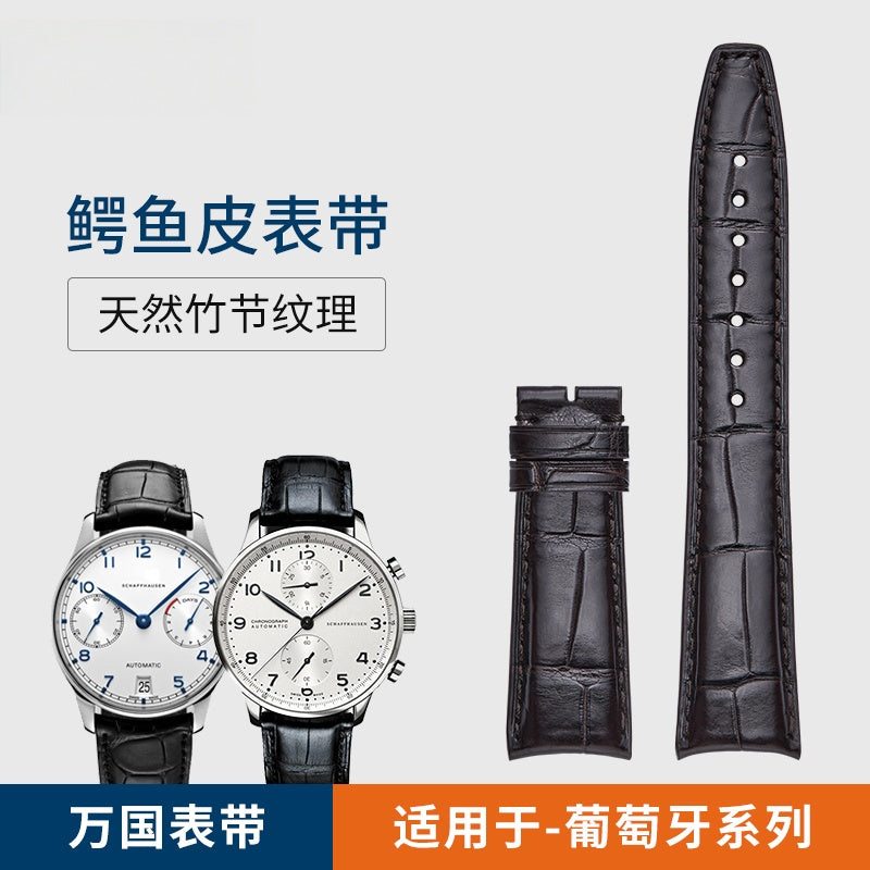Alligator Leather Watch Strap for IWC, fits Portofino, Pilot, Portuguese 7, Portuguese Chronograph, Genuine Leather for Men