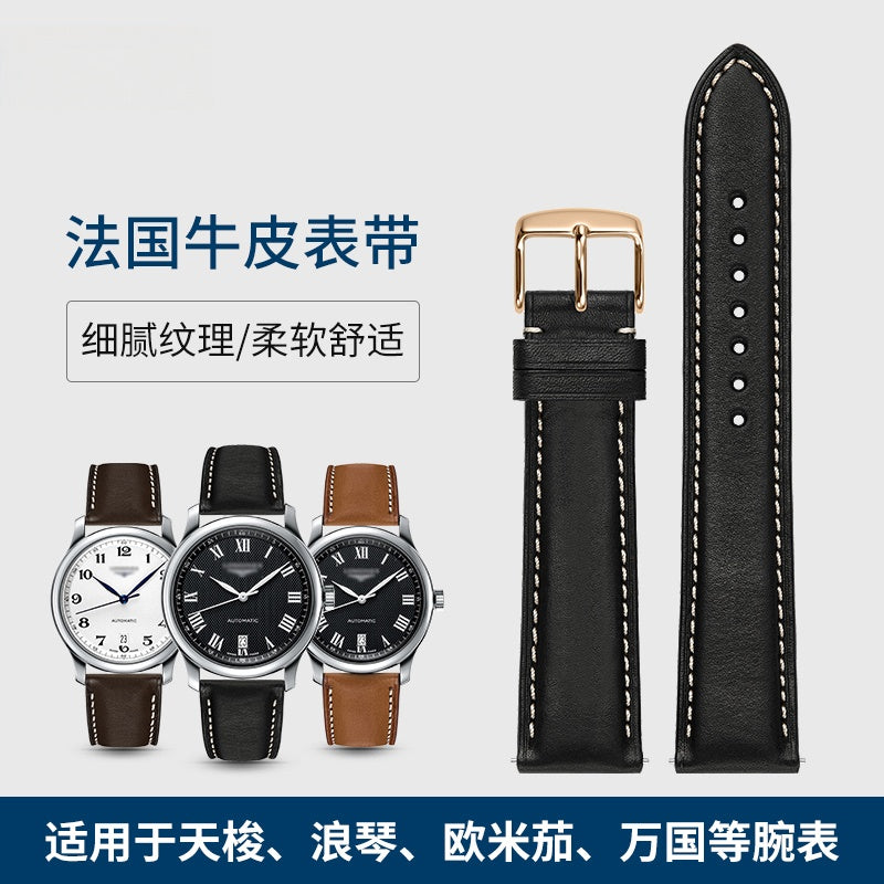Nappa genuine cowhide leather watch strap for men and women, fits Omega, IWC, Mido, Tissot, Longines