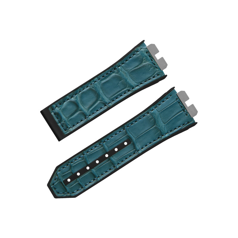 Fits Hublot Fusion 411, 414 ALLIGATOR strap with rubber insert