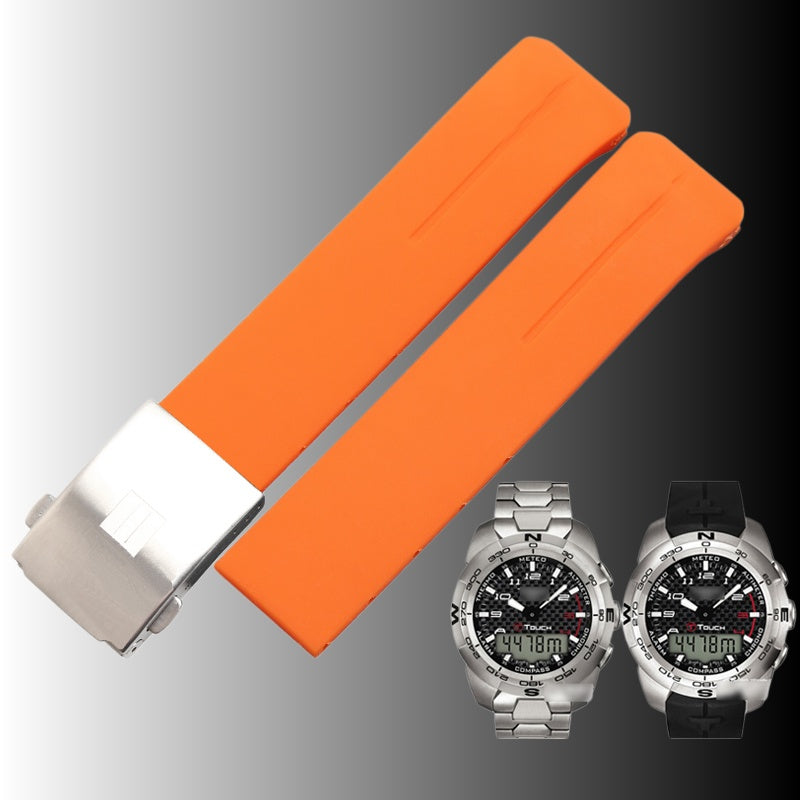 Replacement silicone rubber watch strap, compatible with Tissot T-Touch T013 Z353 T047 T33