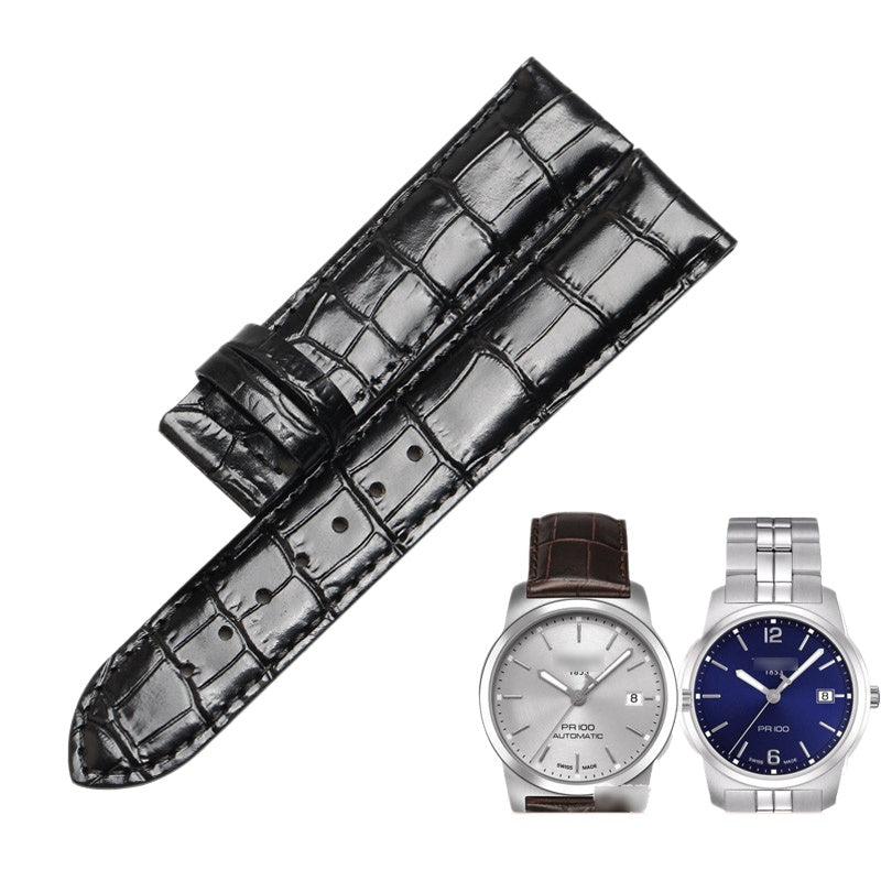 Replacement genuine leather watch strap for men, compatible with Tissot PR100 T049407A