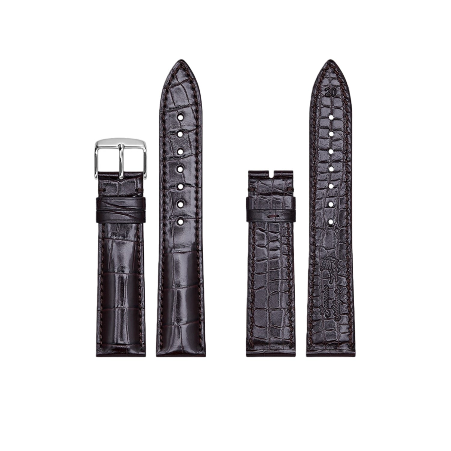 Double Sided Genuine Alligator Leather Watch Band, Unisex Replacement Strap for Vacheron Constantin, Longines, Rolex, Omega, Piaget