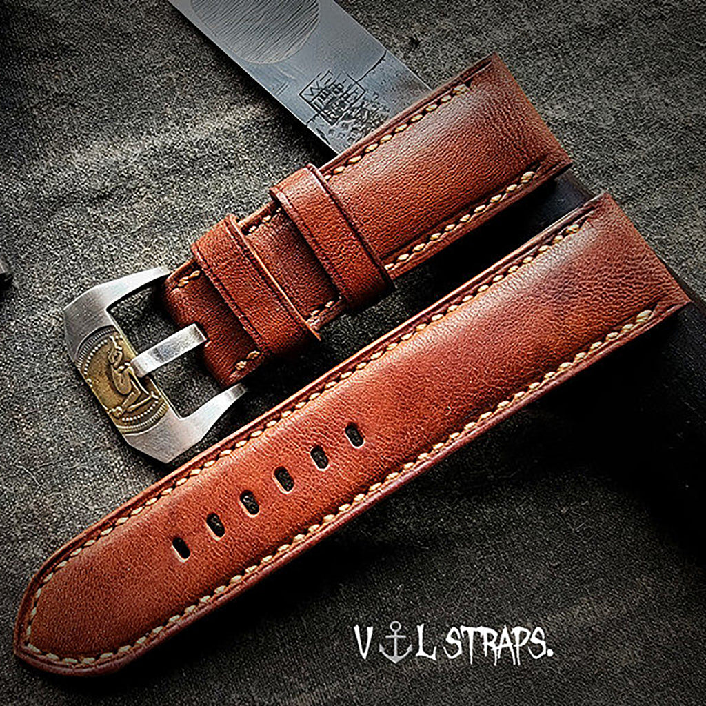 Handmade Custom Italian Vintage Thickened Soft American Original Leather Watch Strap