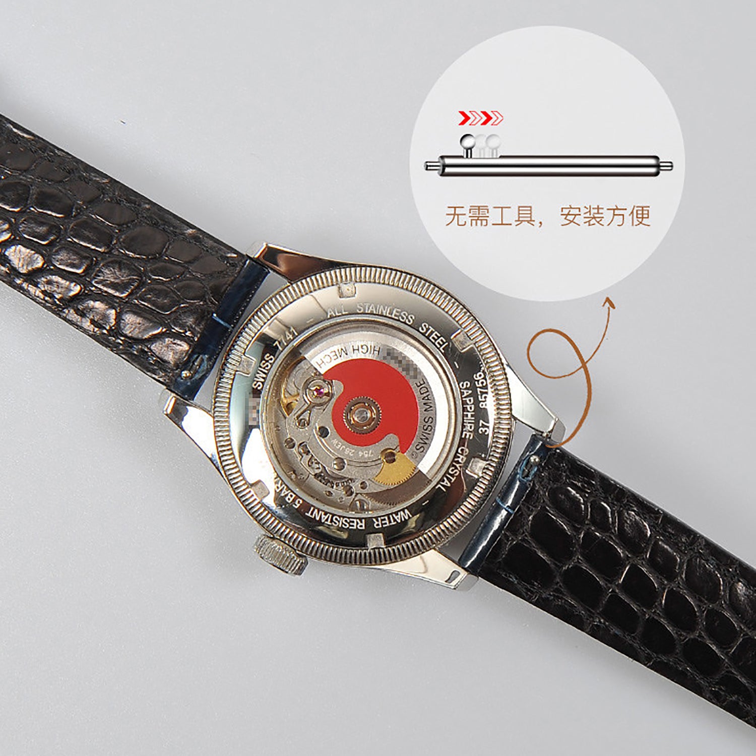 Double-Sided New Nile Crocodile Leather Watch Strap for Men, Compatible with Jaeger-LeCoultre, Omega and Mido Mechanical Watches