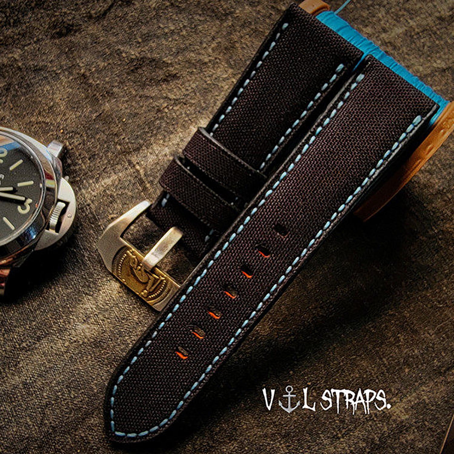 Handmade Nylon Watch Strap Customization - Waterproof, Sweat-Resistant, Durable & Soft, Black & Red, Raised Texture, Pin Buckle