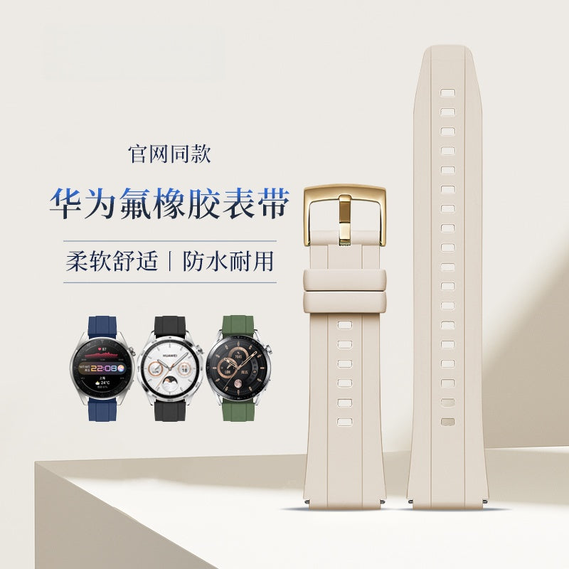 Fluorine Rubber Watch Strap for Huawei Watch GT4 / GT5 / GT6 / Buds, EasyFit, 22mm, For Men and Women.