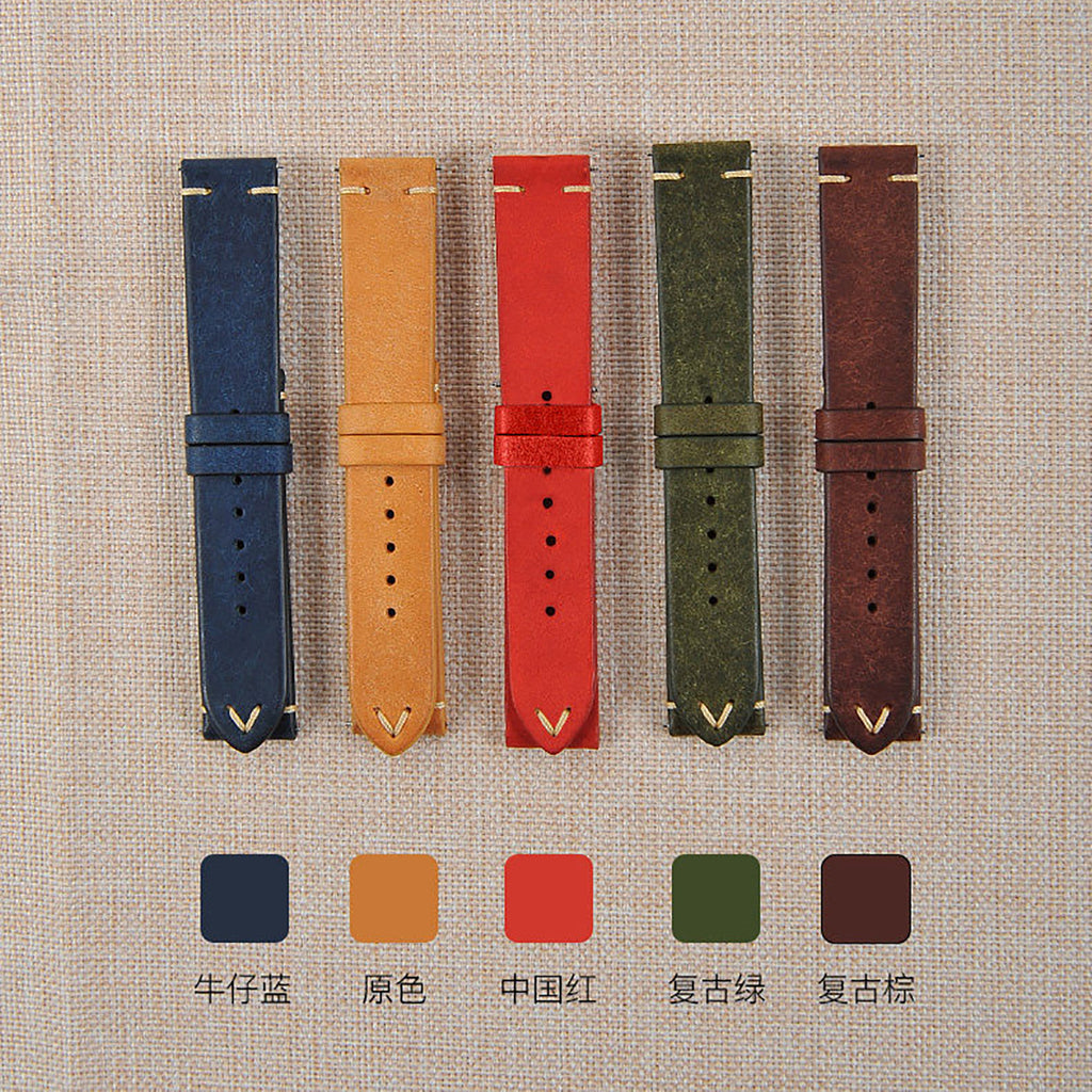 Retro Frosted Reverse Suede Leather Watch Strap for Omega, Jaeger-LeCoultre and Mido Watches