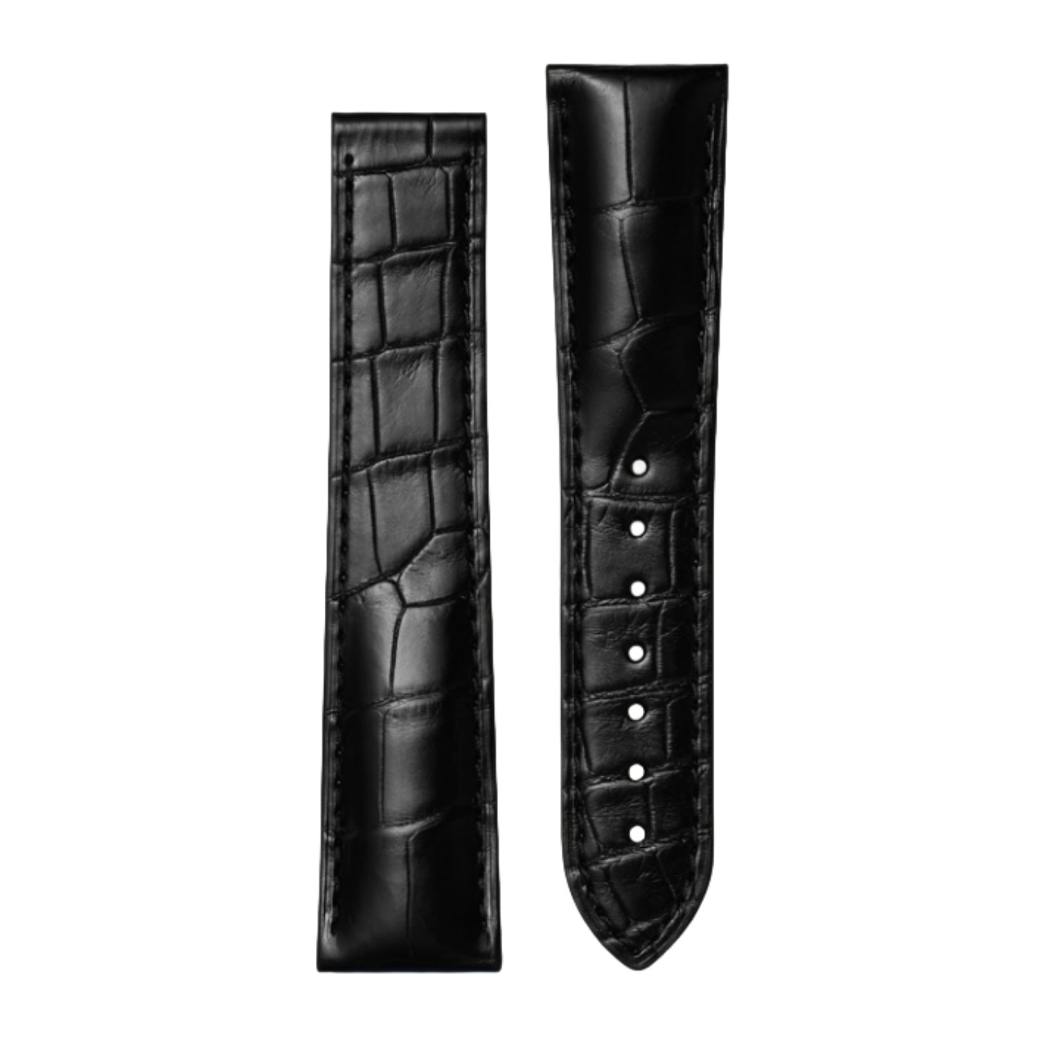 Genuine Alligator Leather Men's Watch Strap for Omega Speedmaster, Seamaster, De Ville Prestige | Silver Folding Clasp