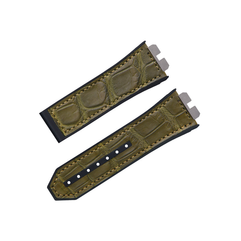 Fits Hublot Fusion 411, 414 ALLIGATOR strap with rubber insert