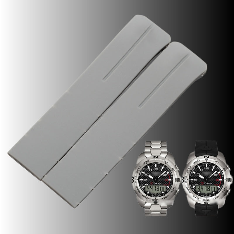 Replacement silicone rubber watch strap, compatible with Tissot T-Touch T013 Z353 T047 T33