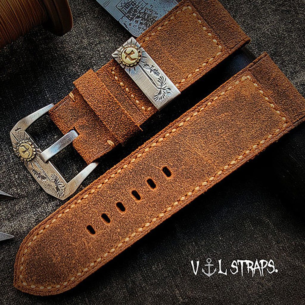Handmade Watch Strap Customization - British Vintage Cowhide, Oil-Waxed Thickened, American-Style Reverse Suede Pin-Buckle