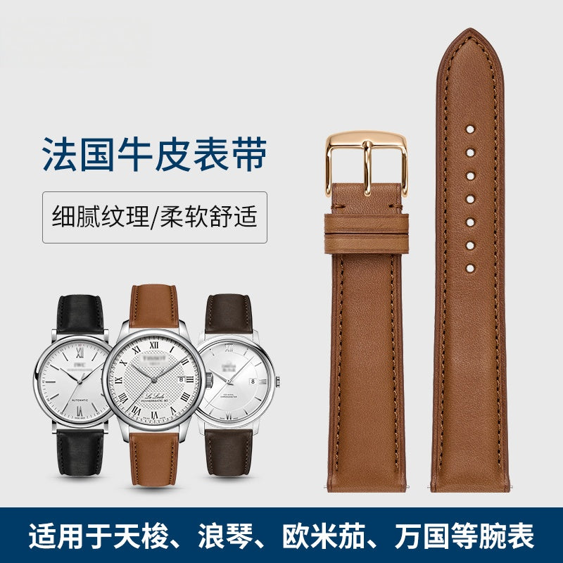 Nappa genuine cowhide leather watch strap for men and women, fits Omega, IWC, Mido, Tissot, Longines