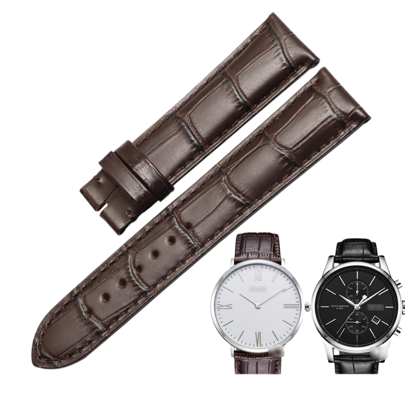 Genuine calfskin watch strap with butterfly clasp, universal for men, fits Tissot, Mido, Longines