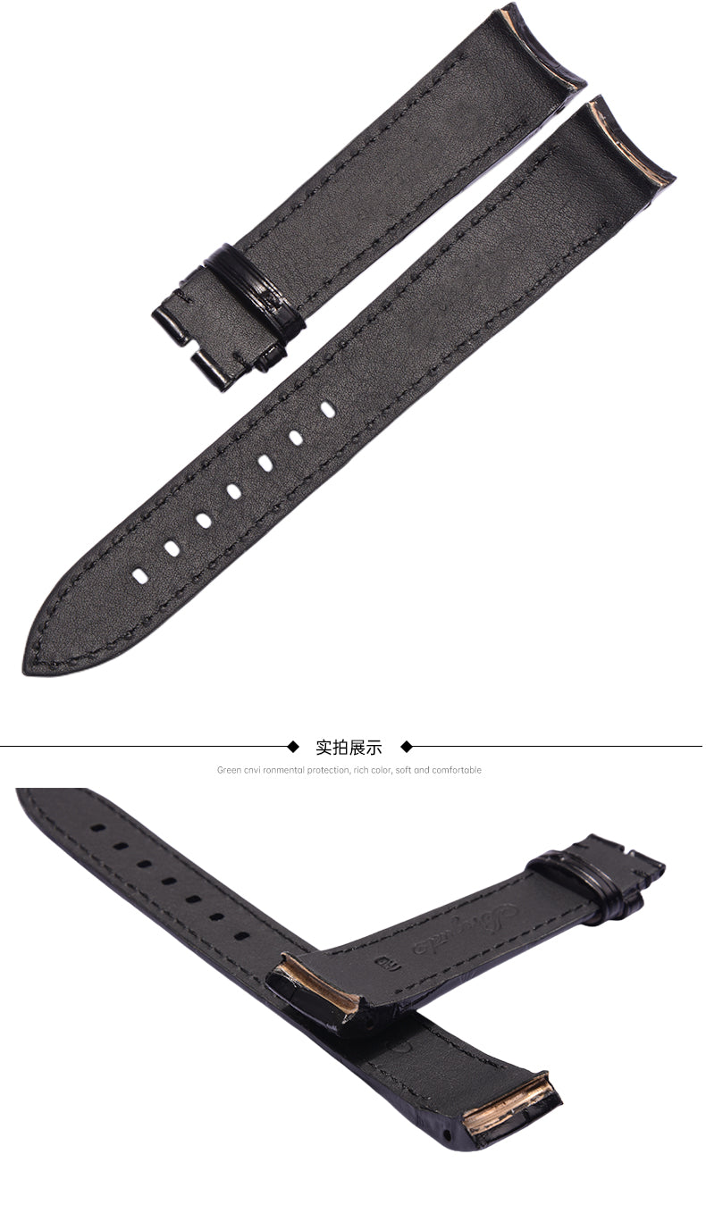 Compatible with Breguet Marine 5817ST series, imported American ALLIGATOR leather curved-end watch strap for men and women