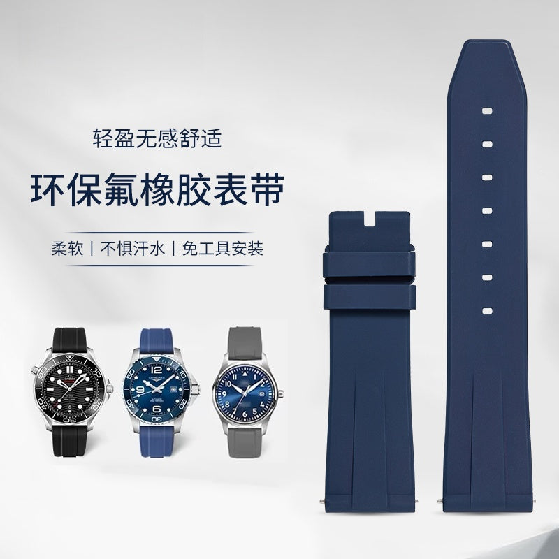 Fluorine Rubber Watch Strap for Men, Fits Mido, Longines, Breitling, IWC, Omega, Citizen, Rolex.