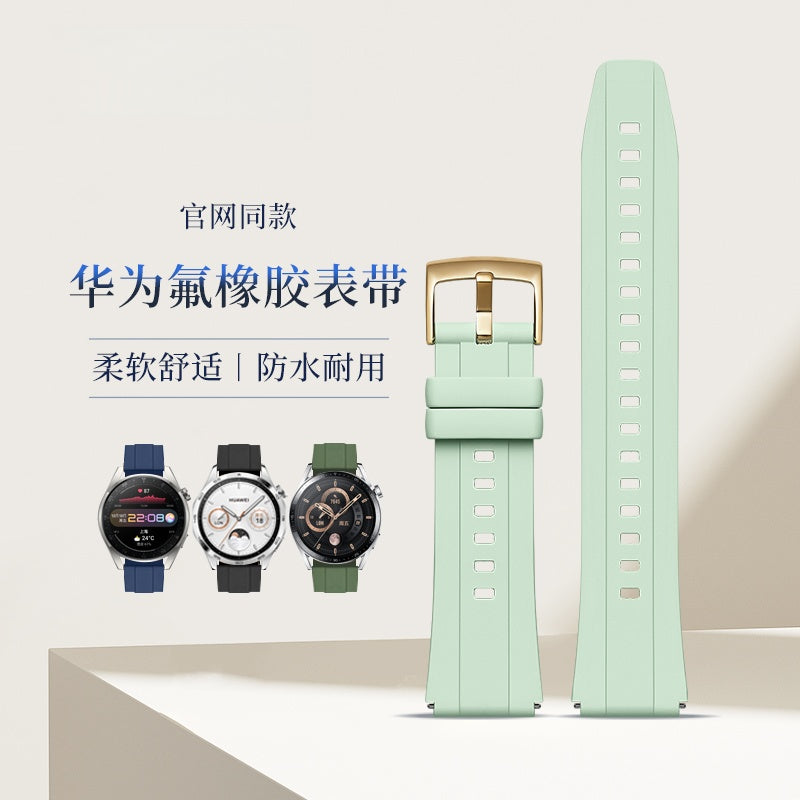 Fluorine Rubber Watch Strap for Huawei Watch GT4 / GT5 / GT6 / Buds, EasyFit, 22mm, For Men and Women.
