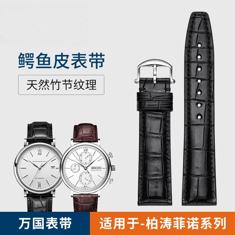 Alligator Leather Watch Strap for IWC, fits Portofino, Pilot, Portuguese 7, Portuguese Chronograph, Genuine Leather for Men