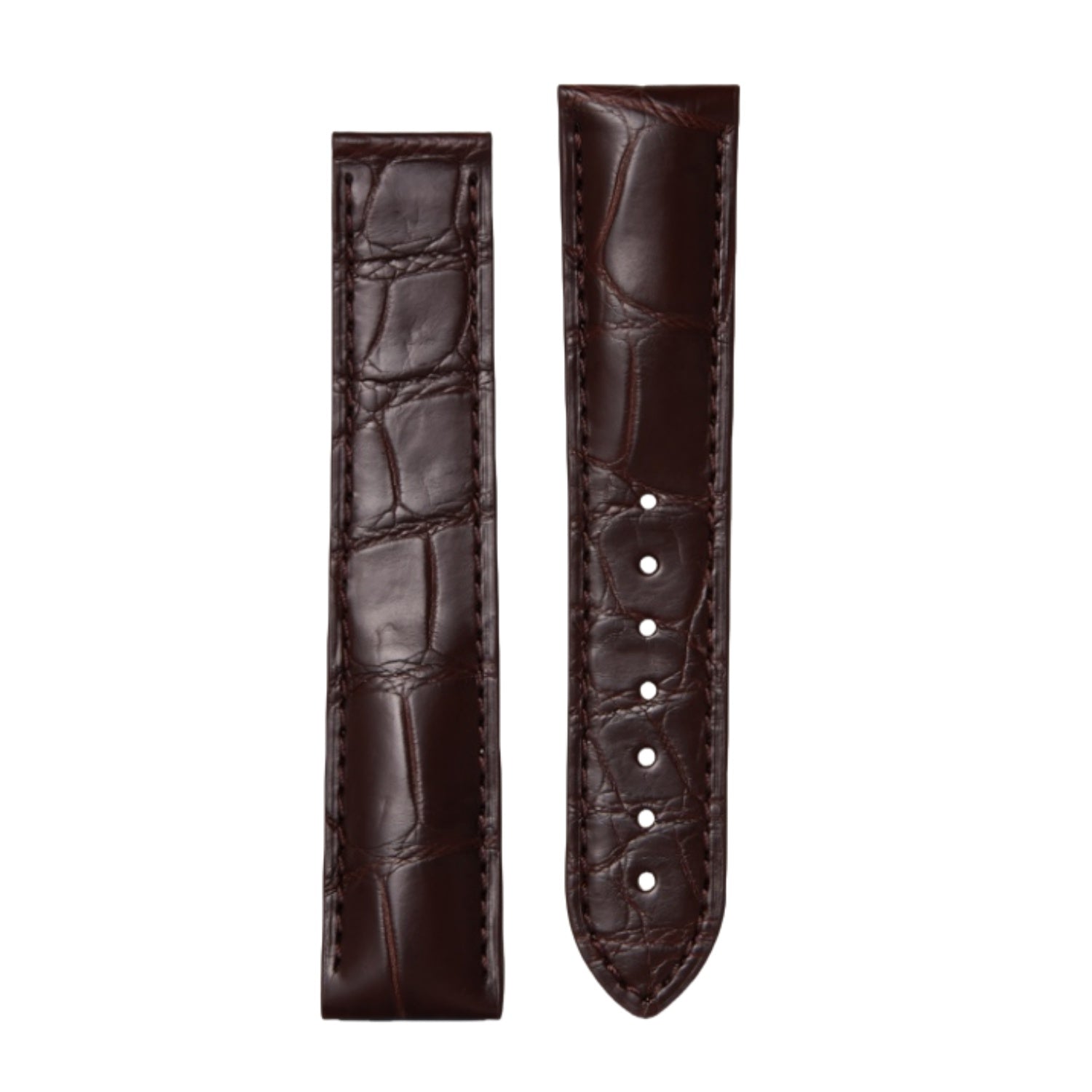 Genuine Alligator Leather Men's Watch Strap for Omega Speedmaster, Seamaster, De Ville Prestige | Silver Folding Clasp