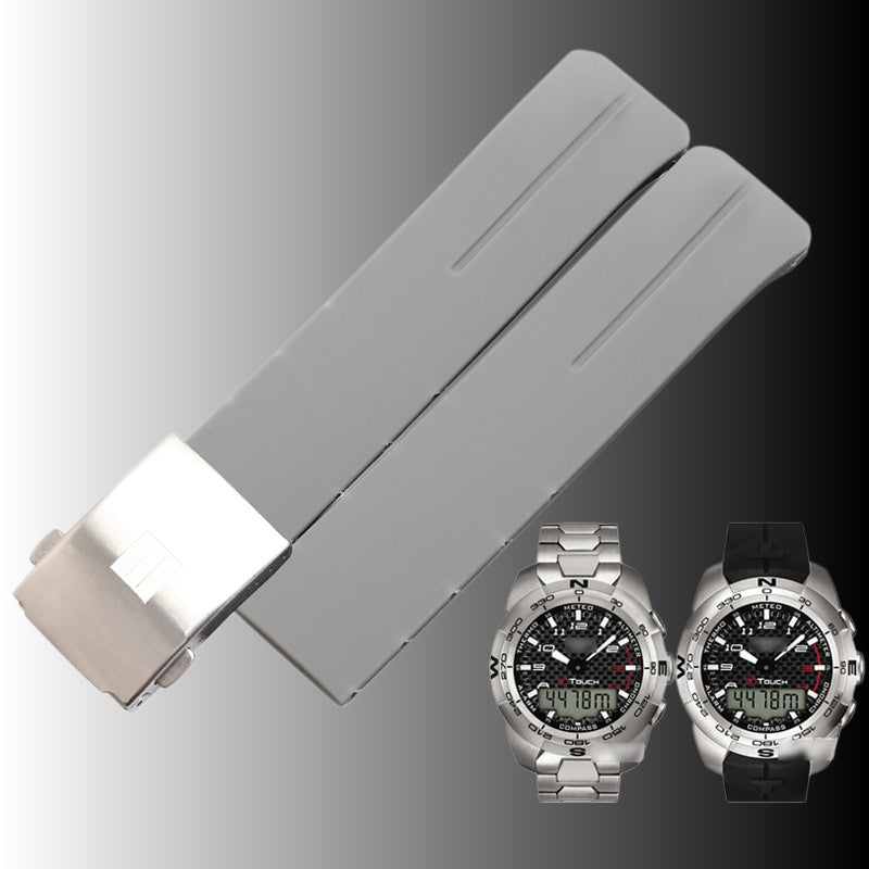 Replacement silicone rubber watch strap, compatible with Tissot T-Touch T013 Z353 T047 T33