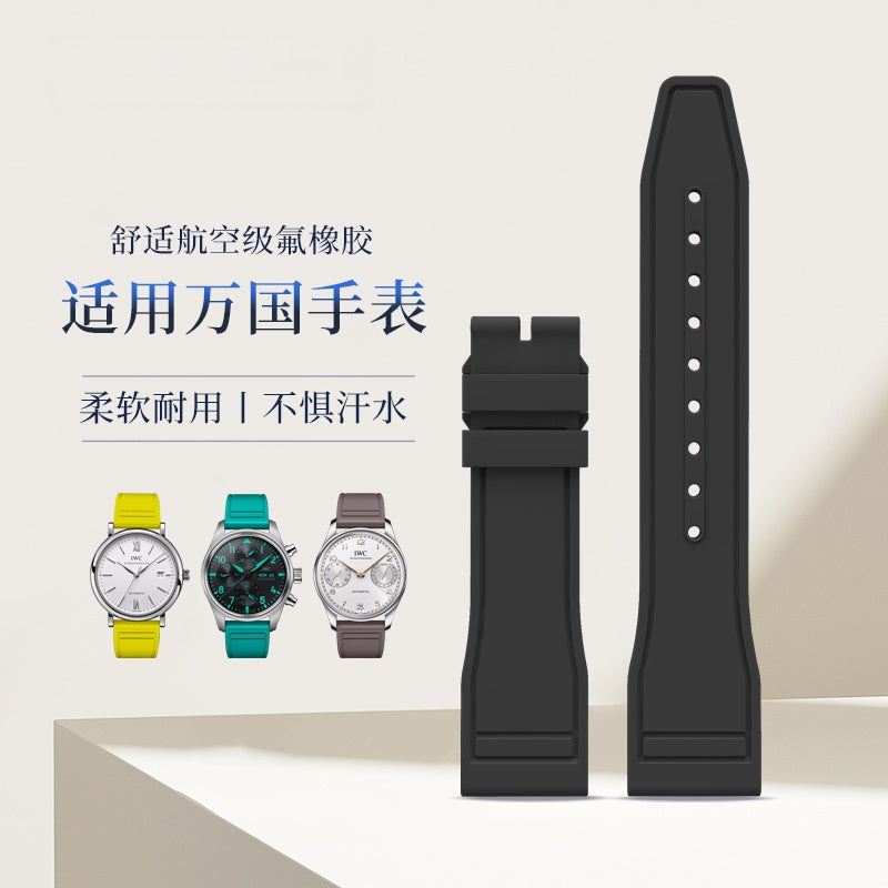 Fluorine Rubber Watch Strap for IWC, Fits Pilot, Mark XVIII, Big Pilot, Portofino, Portuguese Chronograph, Portuguese 7 Watches, For Men